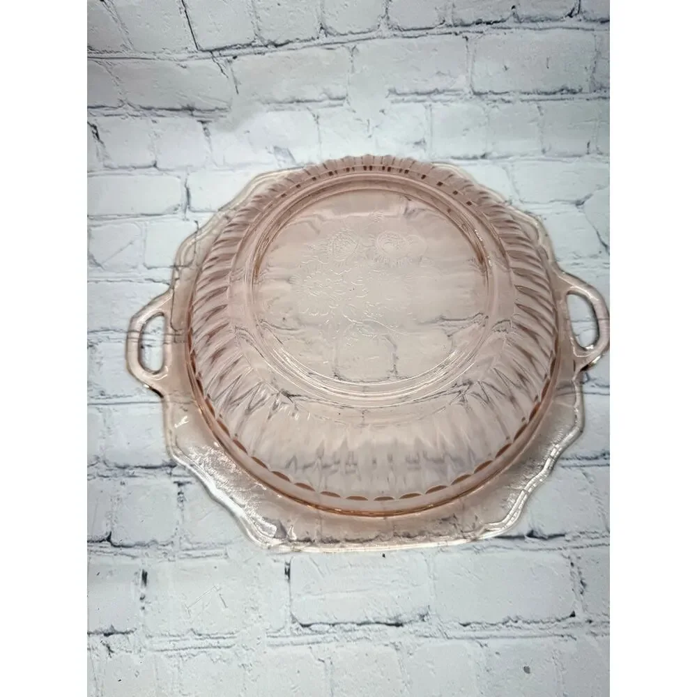 Vintage Anchor Hocking Glass Co. Mayfair Open Rose Pink Serving Bowl